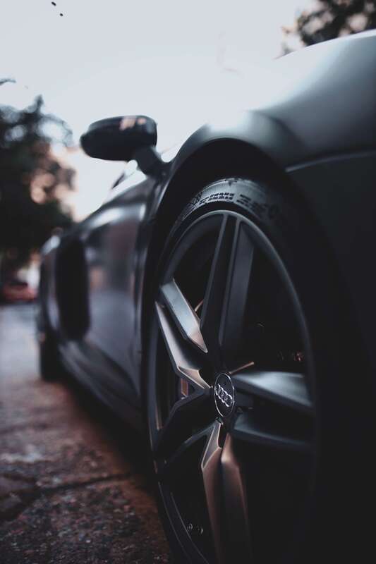 Side shot of a matte Audi