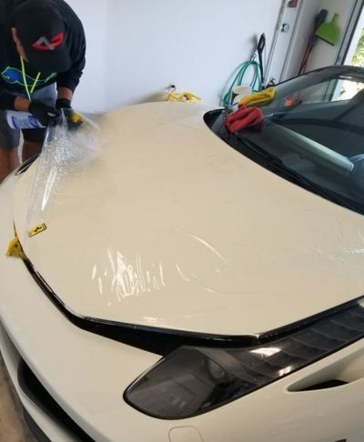 Ferrari hood with clear bra