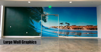 wave graphic on wall