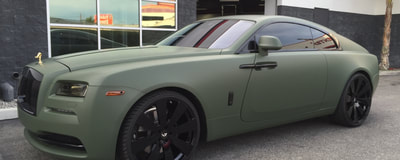 Rolls Royce wrapped in army green