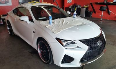 White Lexus getting tinted